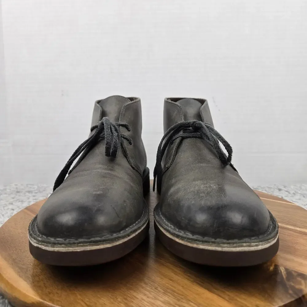 Clarks Mens 9M Bushacre 2 Gray Leather Casual Daily Lifestyle Desert Chukka Boot